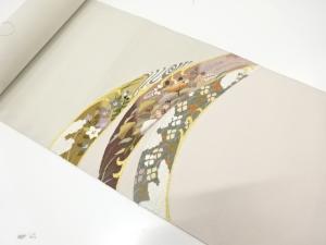 B反　綴れ　秋草模様織り出し　名古屋帯地反物